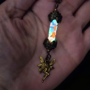 Gold Tone Rainbow Fairy Glow In The Dark Necklace 24"